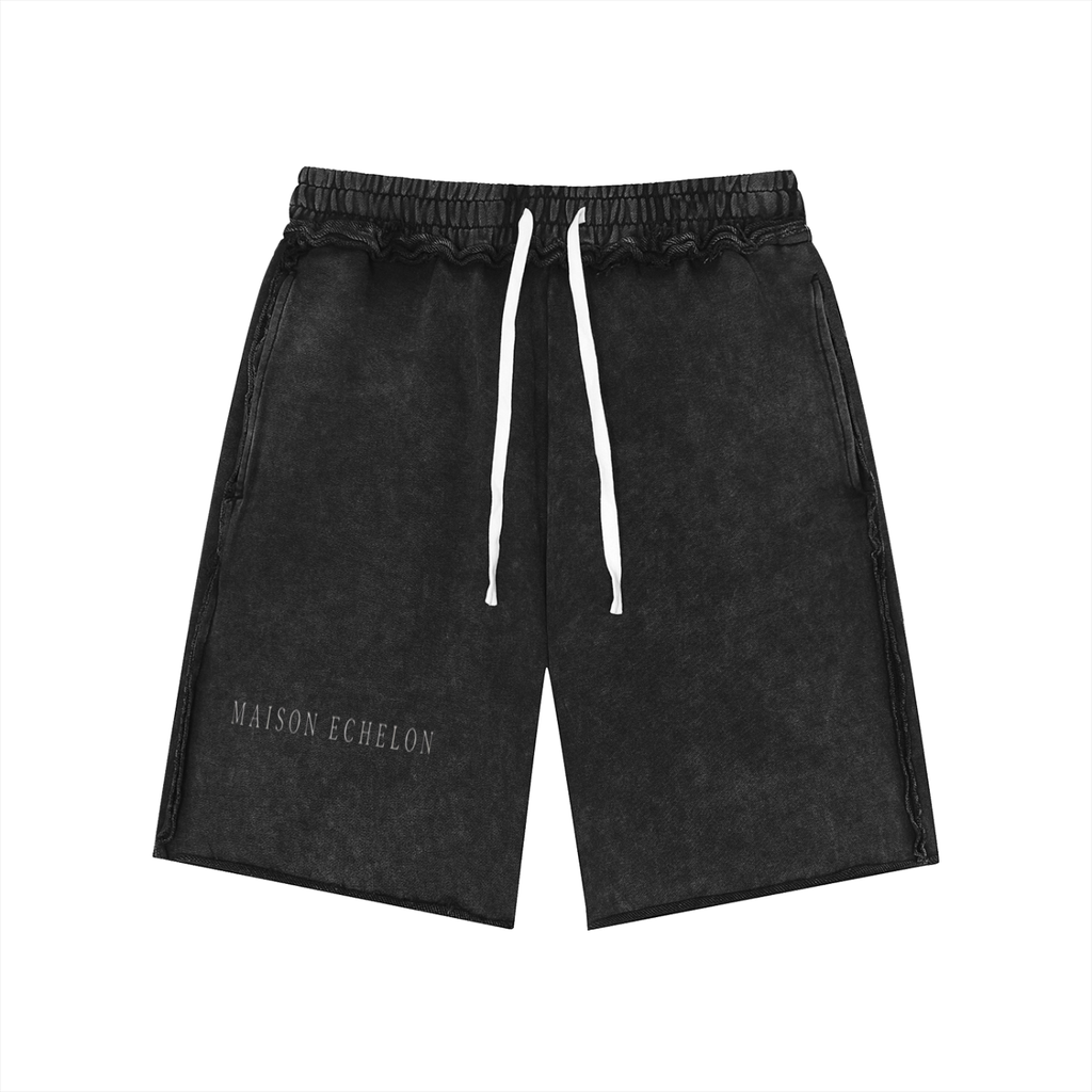 Unisex Mineral Wash Raw Edge Shorts