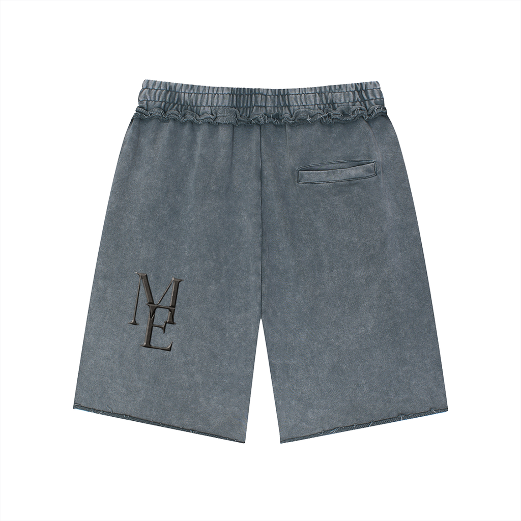 Unisex Mineral Wash Raw Edge Shorts